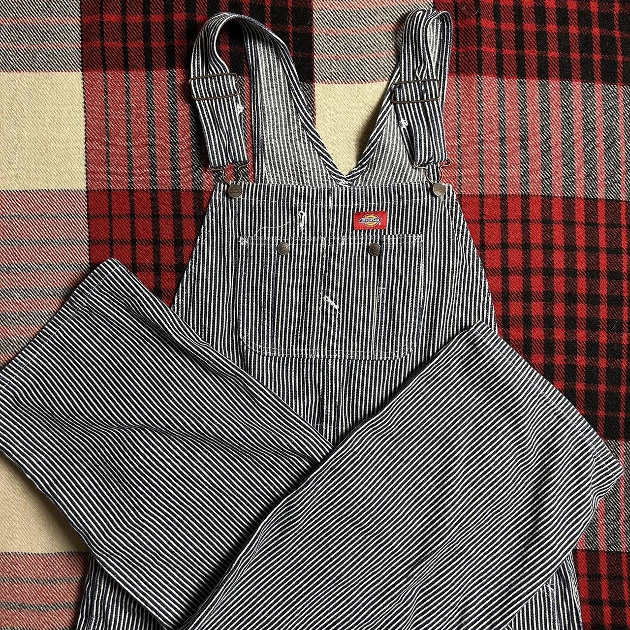Vintage Y2K Dickies Pinstripe Overalls Measured... Depop