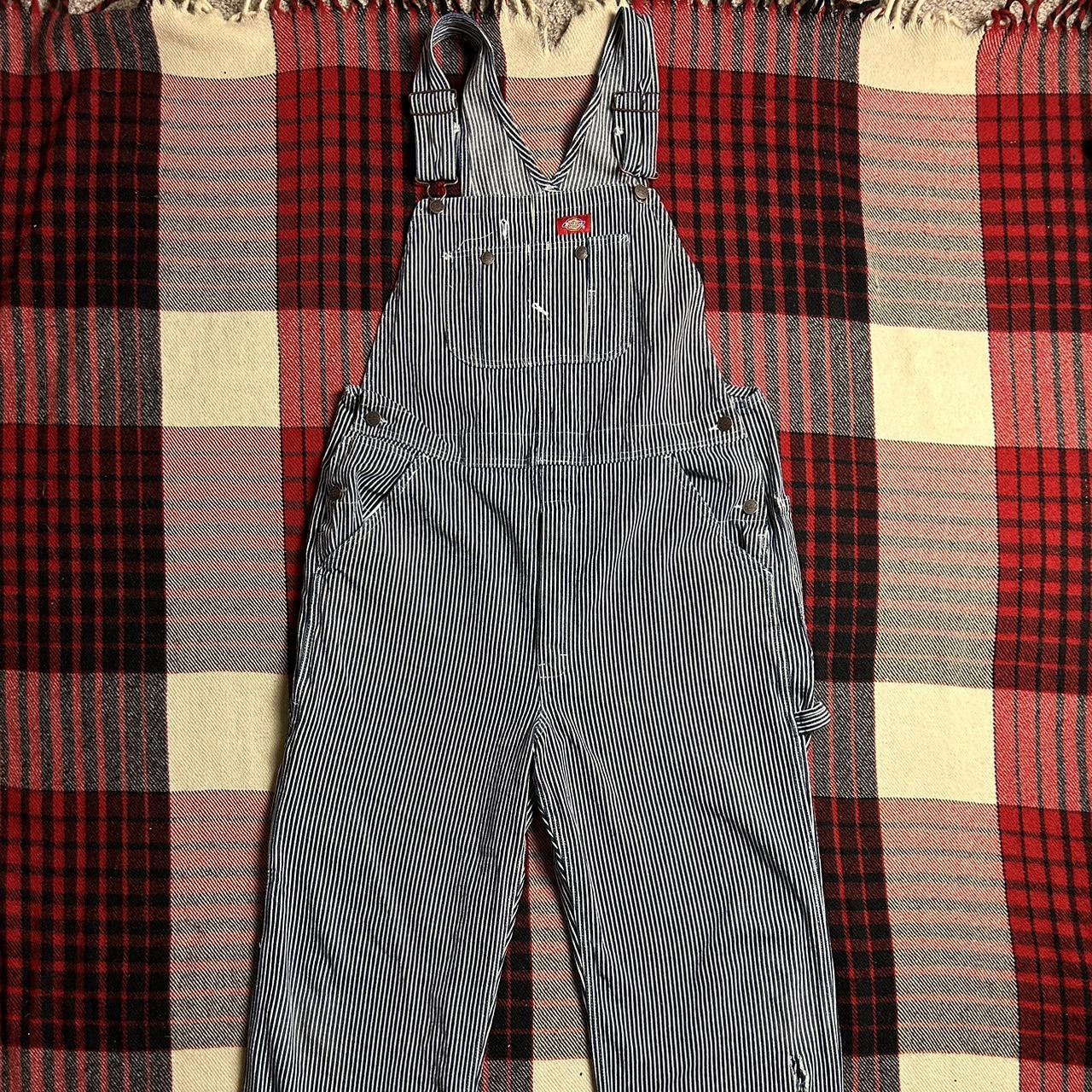 Vintage Y2K Dickies Pinstripe Overalls Measured... Depop