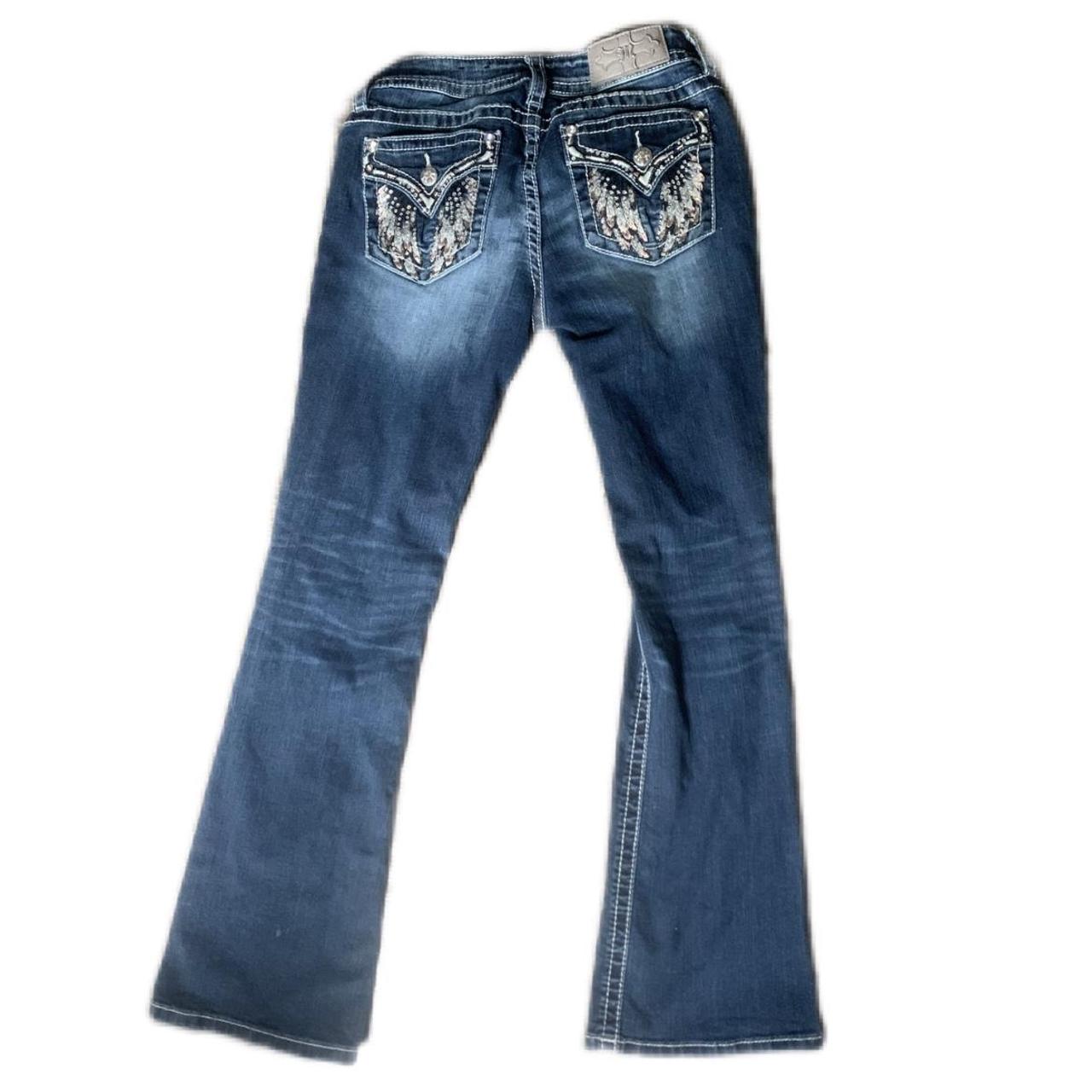 rare bedazzled angel wings Miss Me jeans!! ofc boot... - Depop