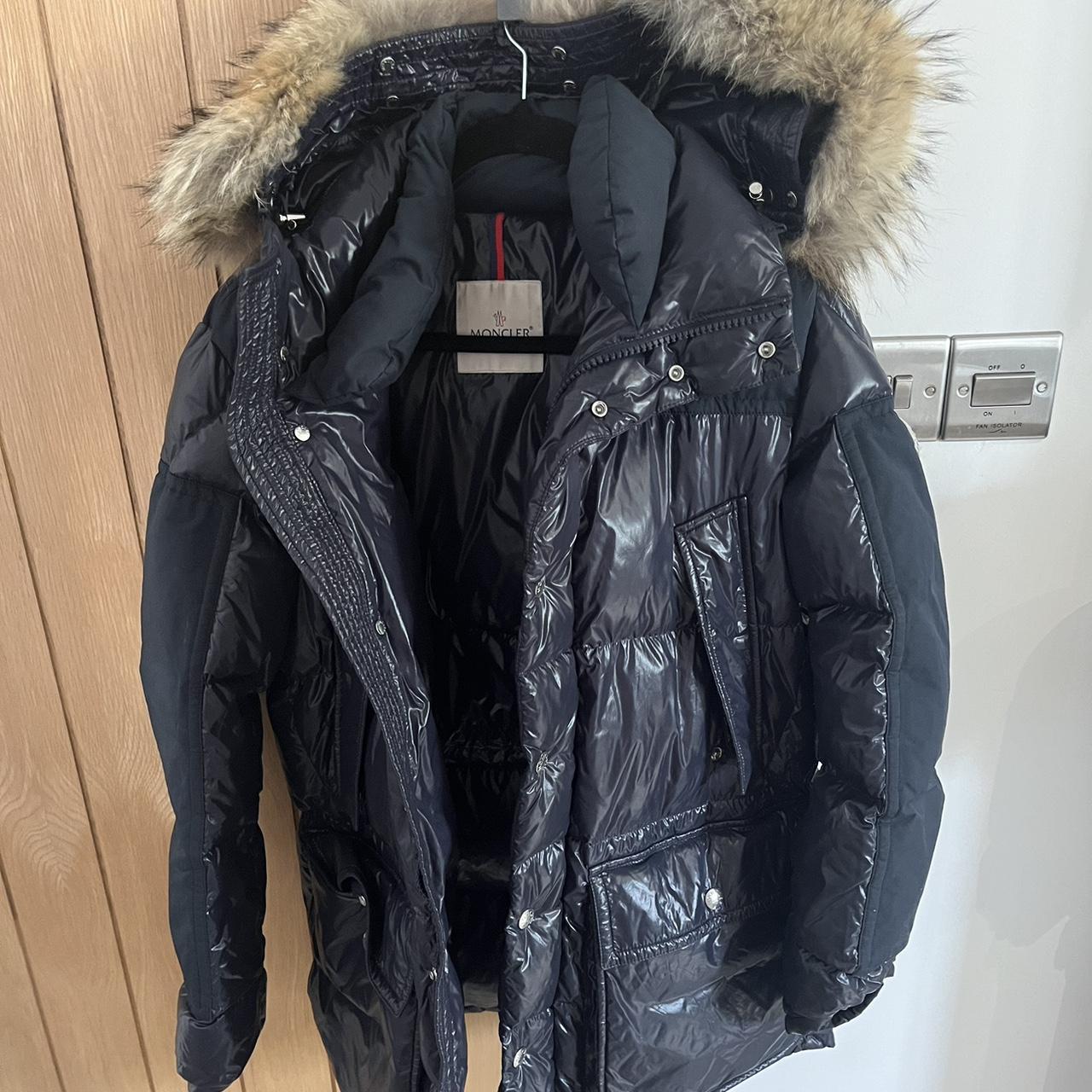 Moncler Frey Quilted Fur Trim Coat Size 3 Excellent