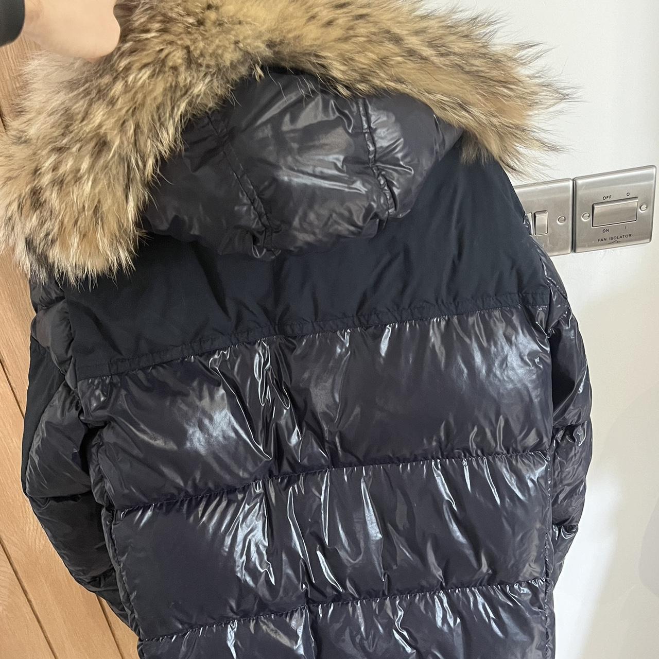 Moncler Frey Quilted Fur Trim Coat, Size 3,