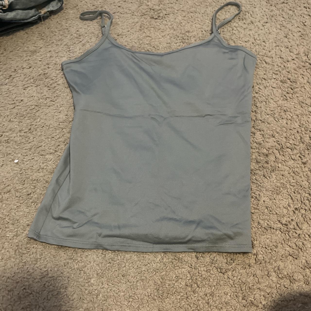 gray cami with built in bra and adjustable - Depop