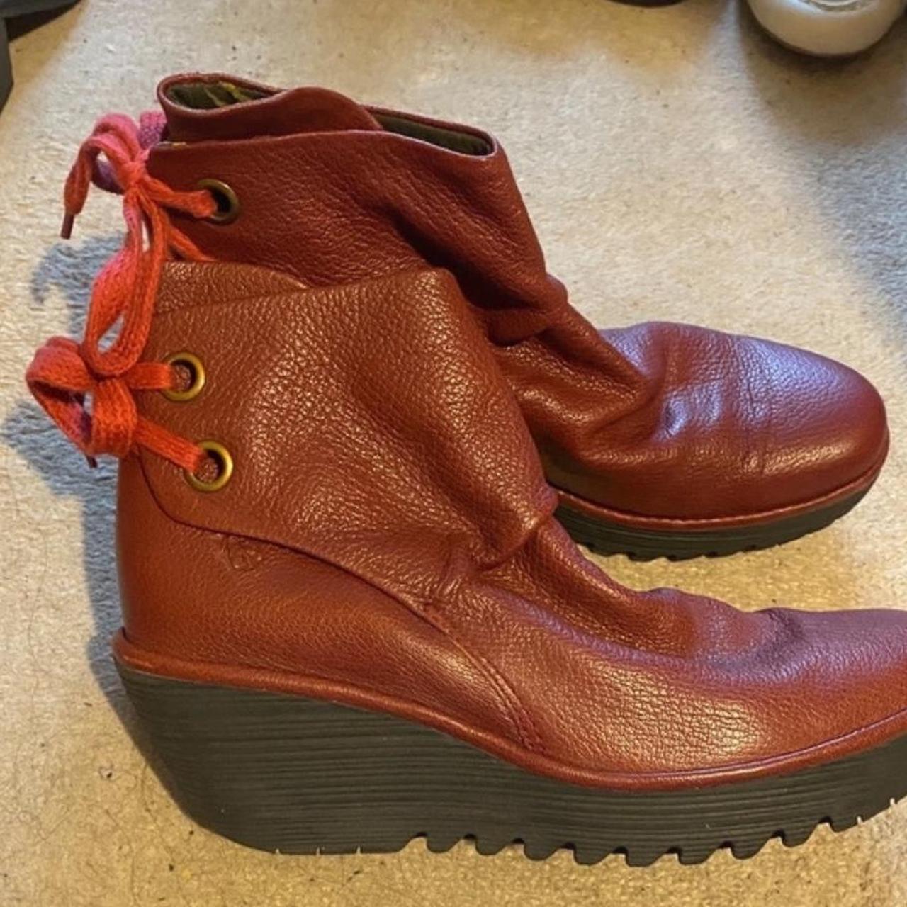 Fly London Red Wedge Boot NEW Size 8 Gorgeous... - Depop
