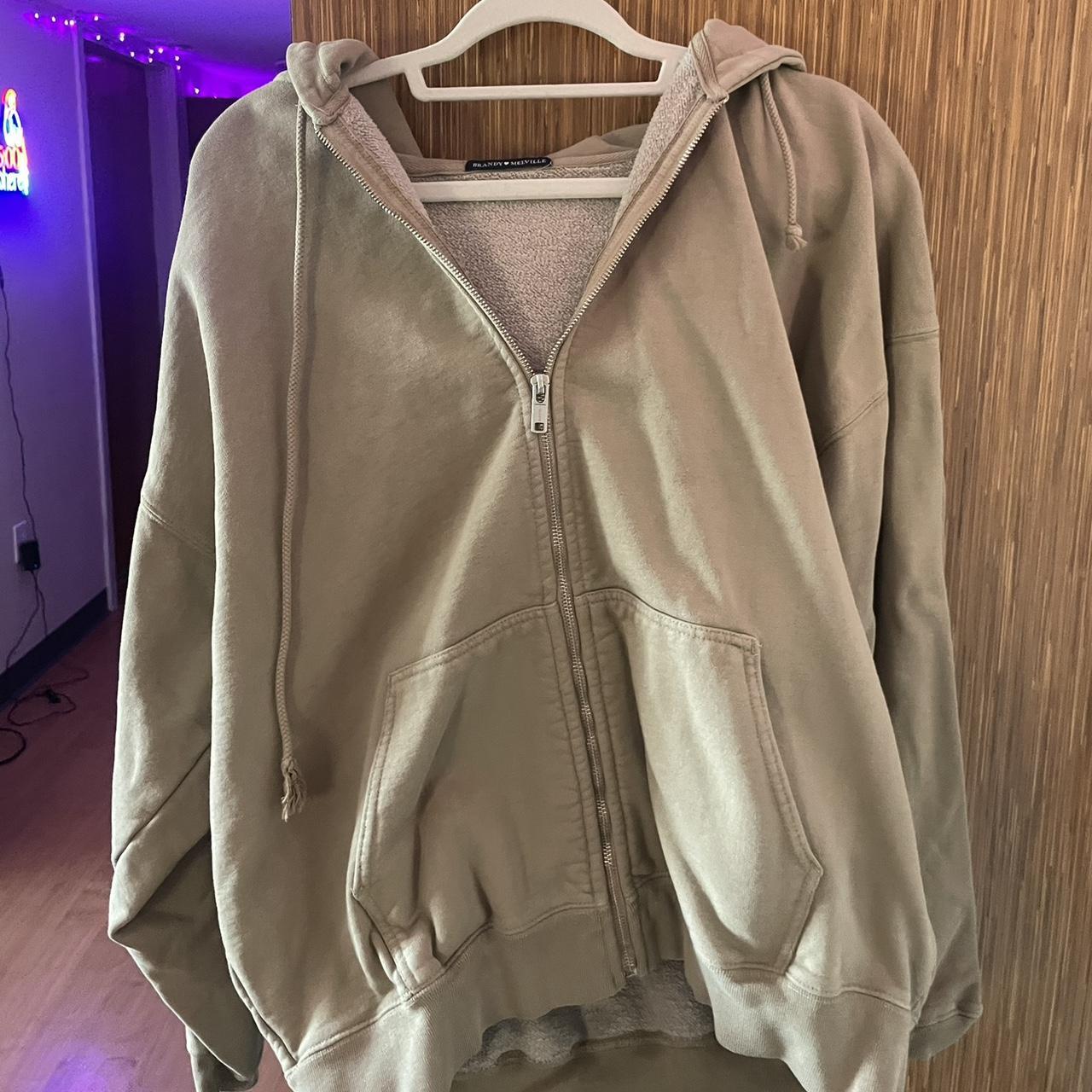 Womens Hoodie Brandy Melville Zip Up Hoodie Brown Brandy