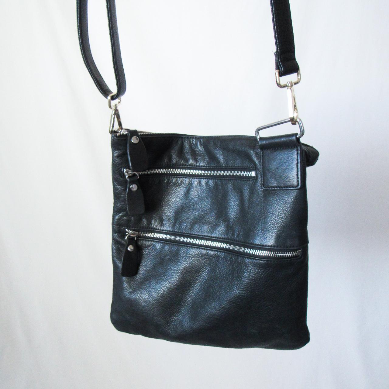 margot, Bags, Black Genuine Leather Crossbody Purse
