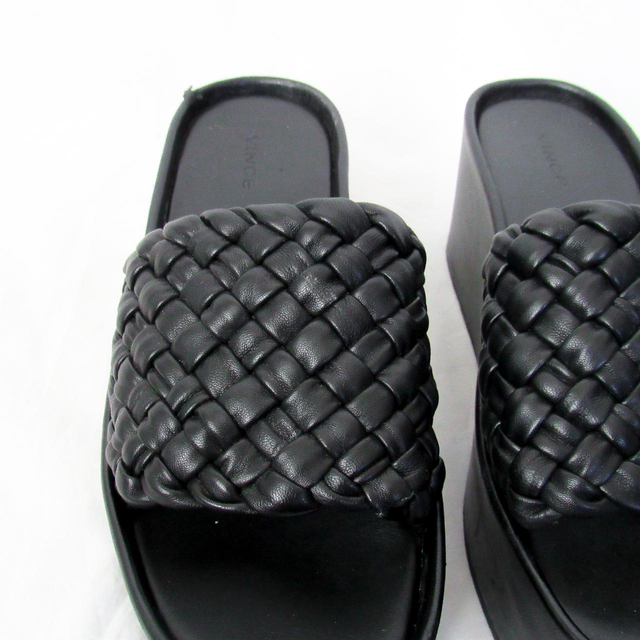 Vince Mari Braided Leather Platform Sandals in high quality Black