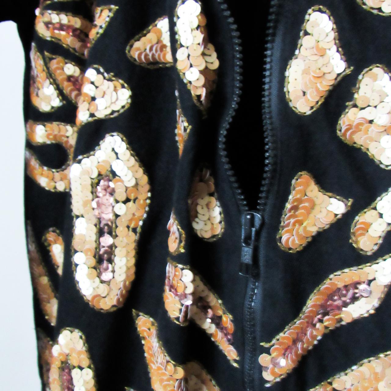 RARE VINTAGE MODI DENIM Black Sequin Jacket Zip... Depop