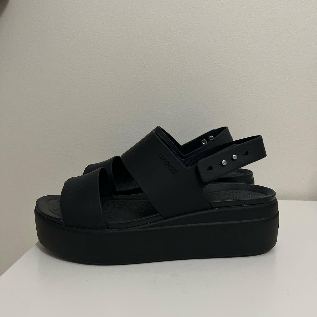 Crocs Dual Comfort Size 6 Leigh ll Ankle Strap Wedge Sandals Heels Black -  $44 - From Mariah