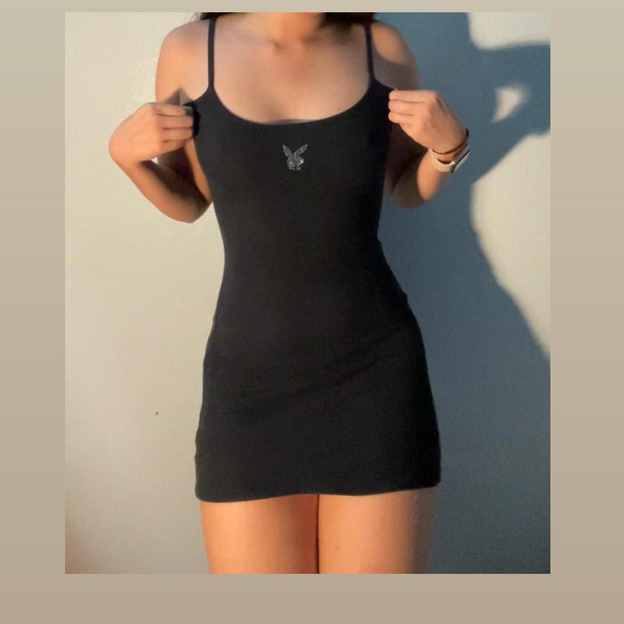 rhinestone playboy dress! size small worn... Depop