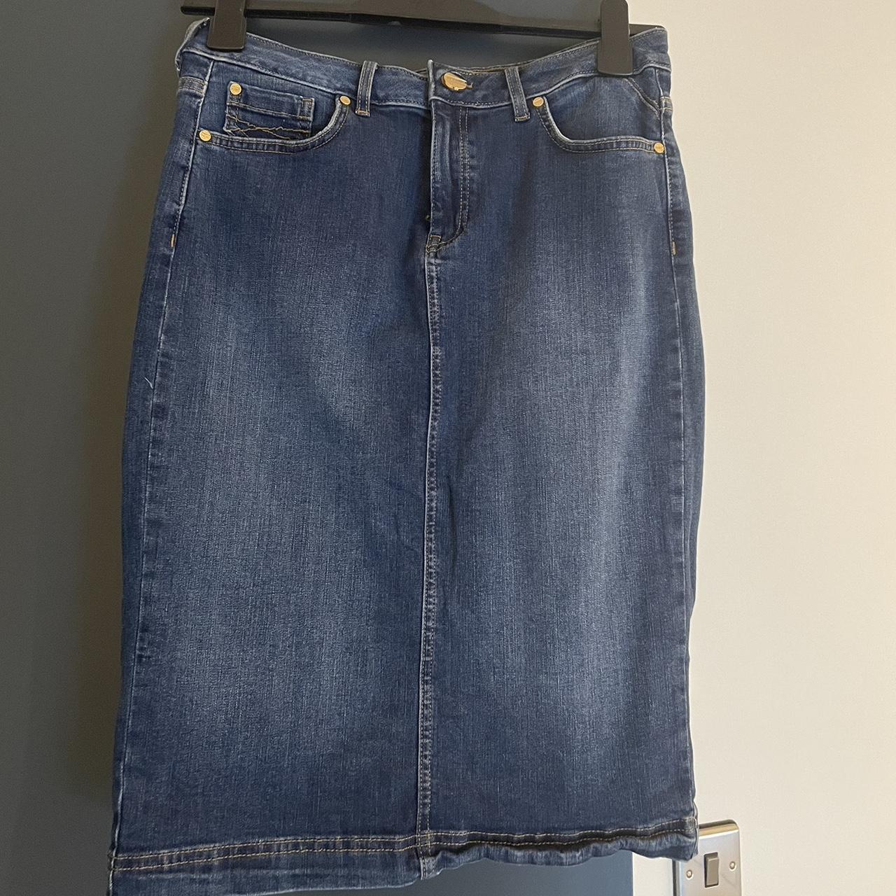 Per Una (M&S) denim skirt. Stretchy denim. Size 10... - Depop