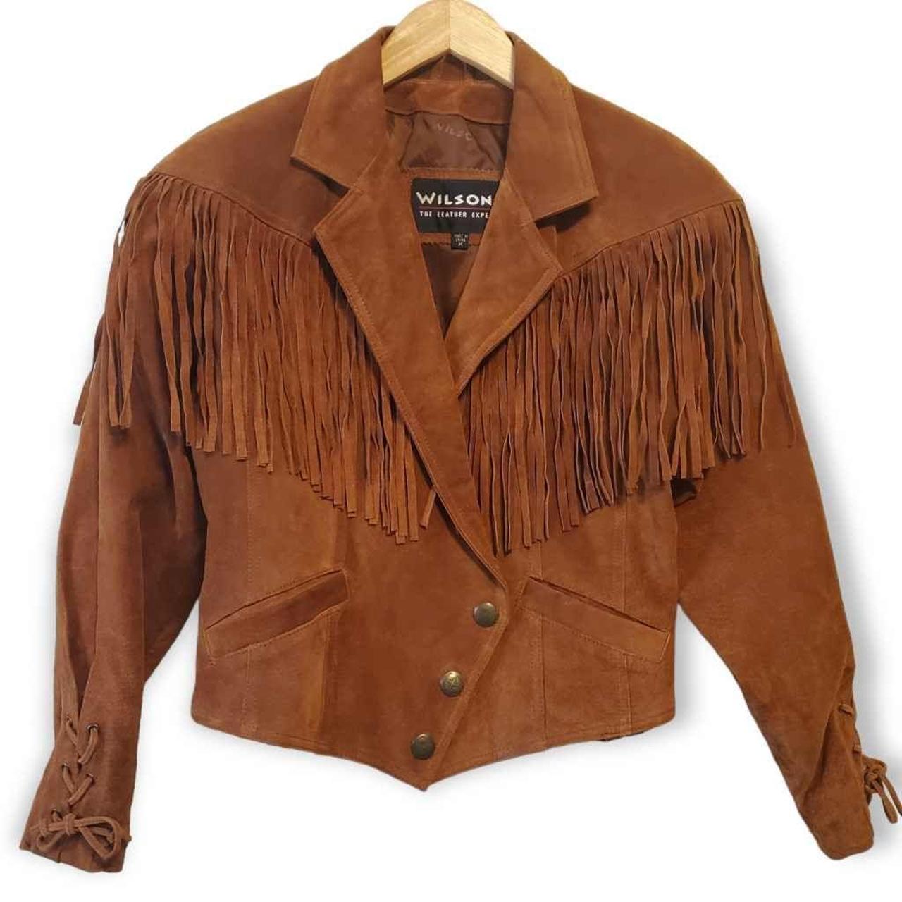 Brown Suede Western Fringe Jacket. Vintage 80s... - Depop