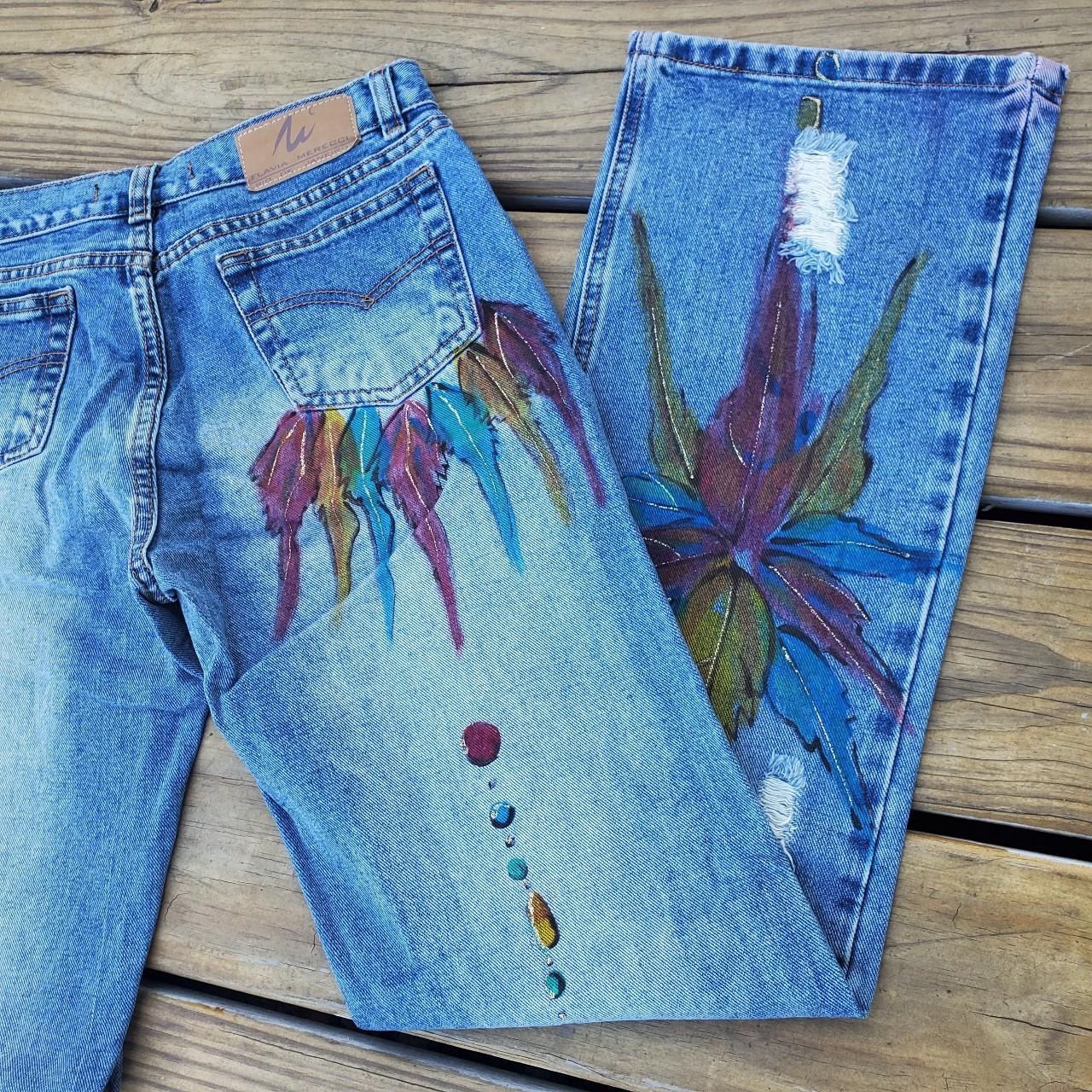 Hand painted hot sale jeans designs