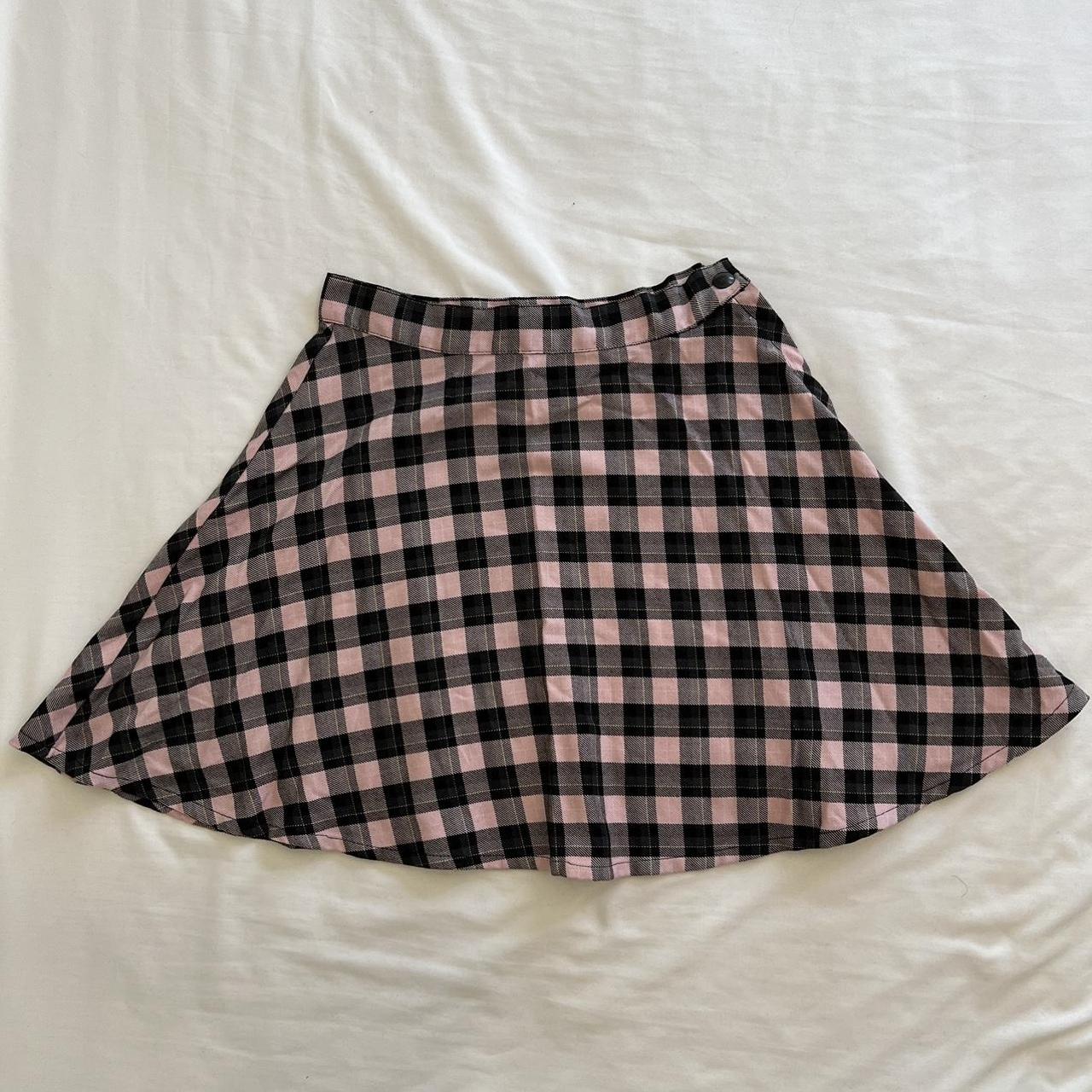 American Apparel pink and dark grey plaid high