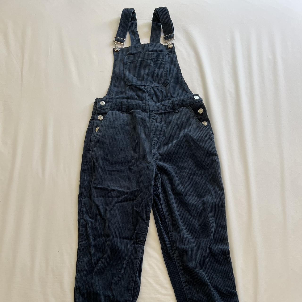 Dark blue corduroy overalls with pockets. - Depop