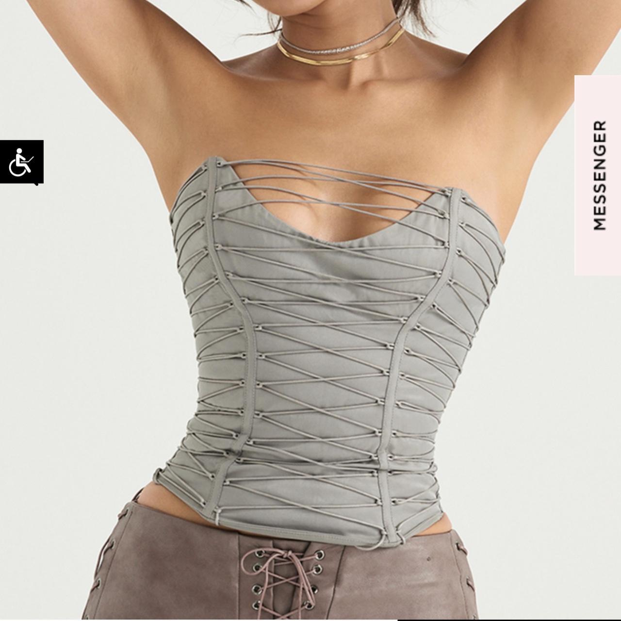 House Of Cb Lace-up Corset in Gray