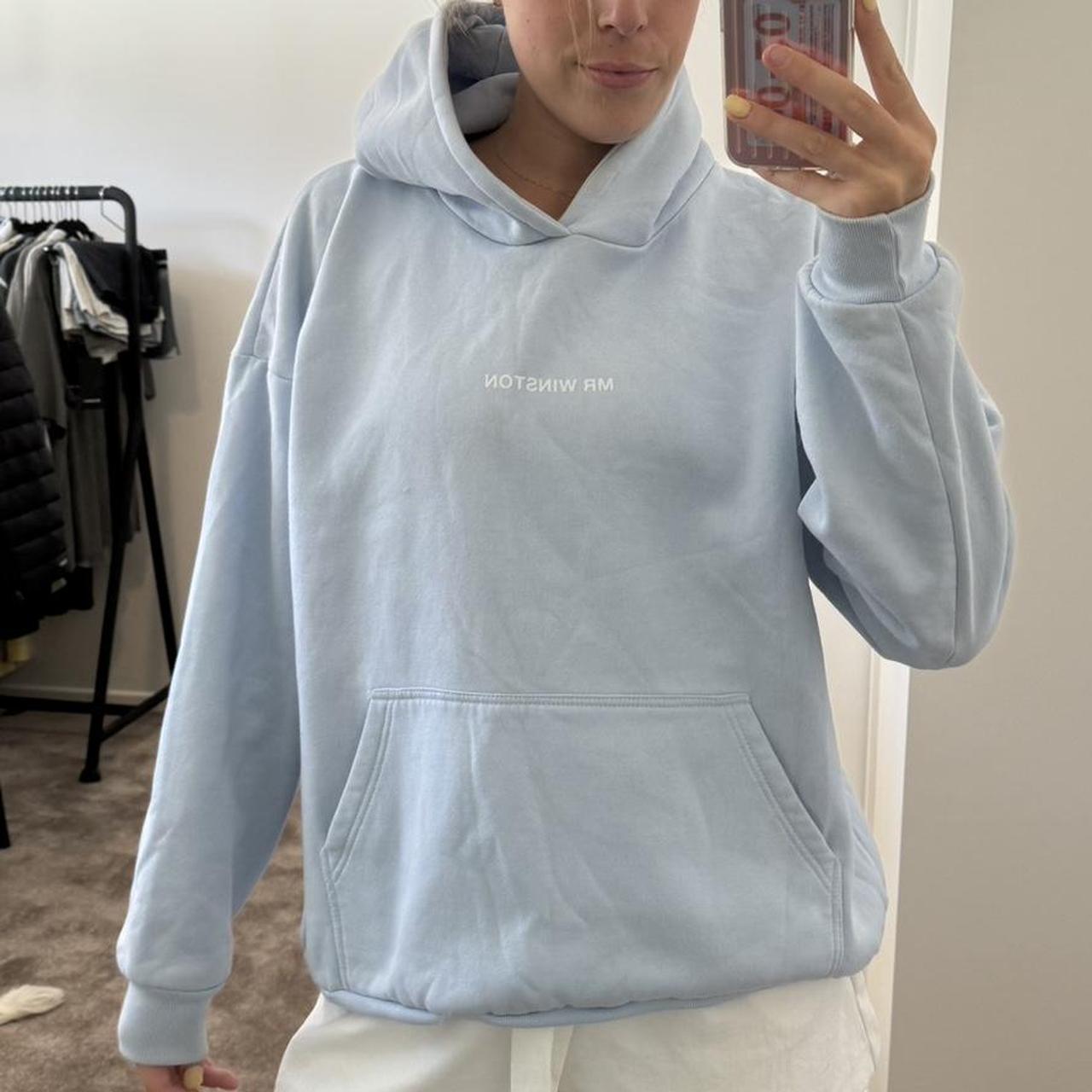 MR WINSTON baby blue hoodie size M - Depop