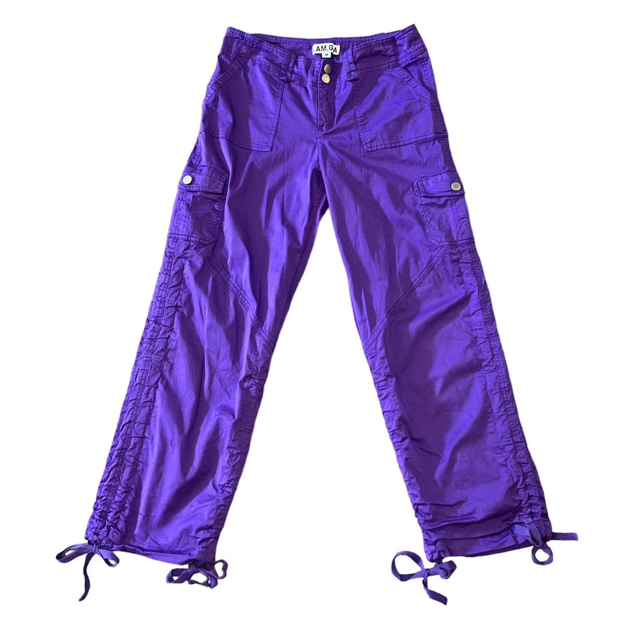 Purple Cargo Jeans Mid Rise