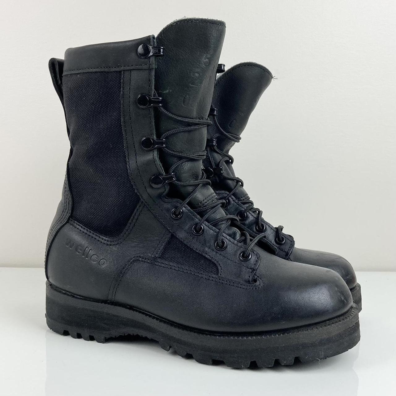 Wellco Men’s Black Leather Combat Army Boots Lace Up... - Depop