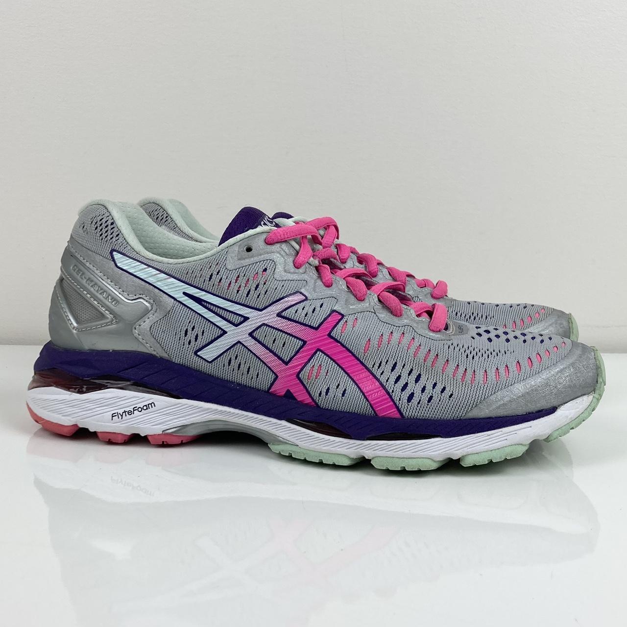 Asics Women s Gel Kayano 23 Gray Pink Athletic Depop