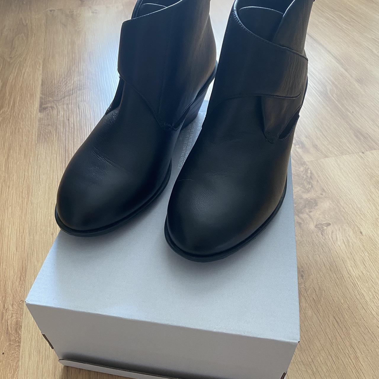 Black leather Camper Alicante wedge boots. Size uk