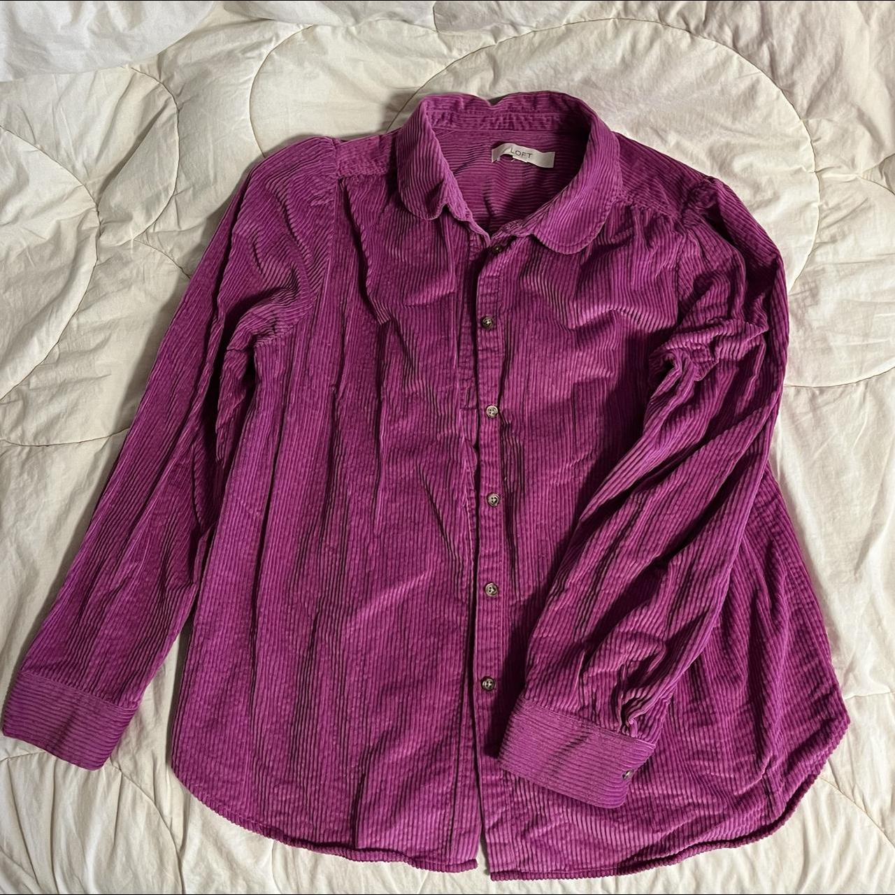 Magenta Loft Corduroy Button Up Shirt - perfect... - Depop