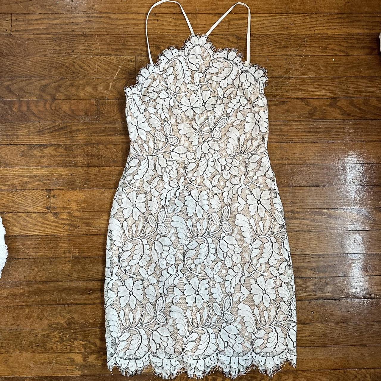 lulus white lace halter neck dress size small - Depop