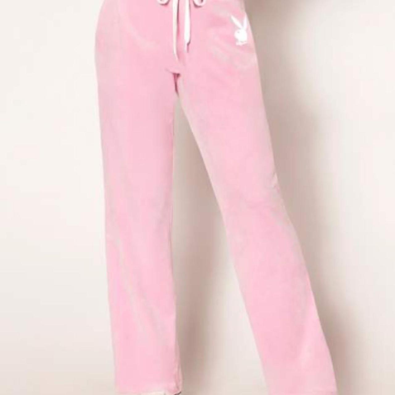 Pink velour sales track pants