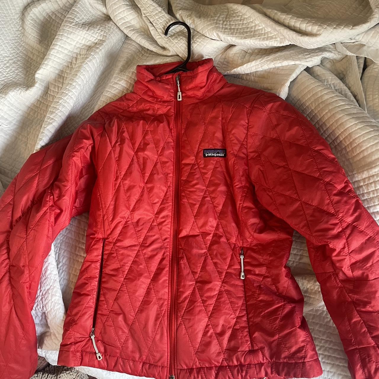 Red thin patagonia zip up #patagonia XS but can fit S - Depop