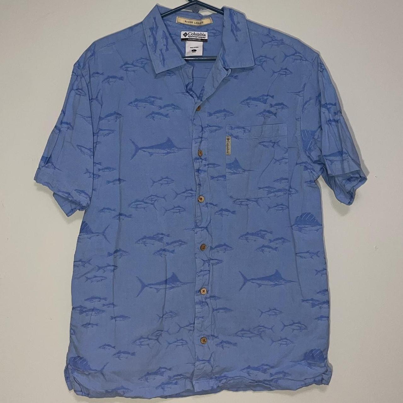 Blue Columbia Fishing Shirt #Columbia - Depop