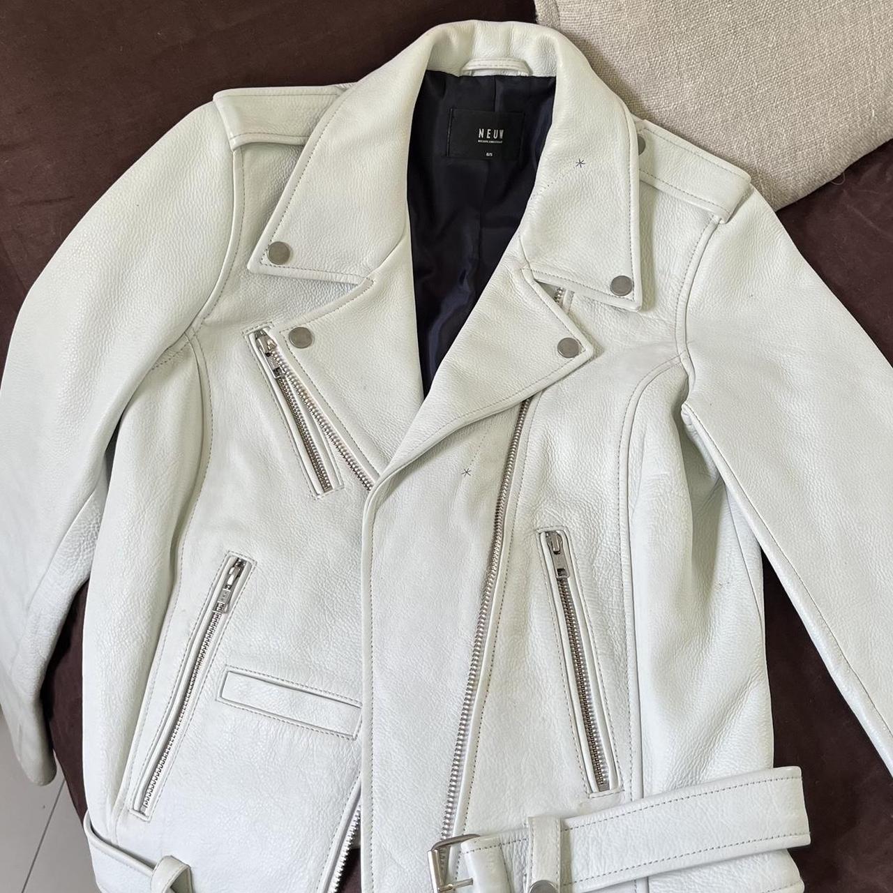 Neuw denim ivory leather jacket with embossing. Made... - Depop