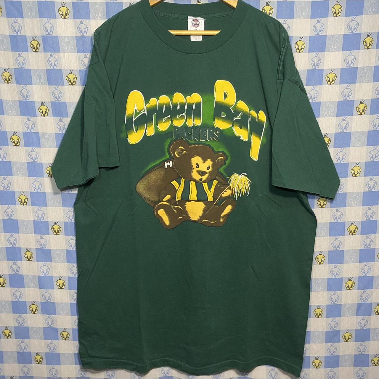 GB Packers Bear T-Shirt Cute Green Bay Teddy Bear, - Depop