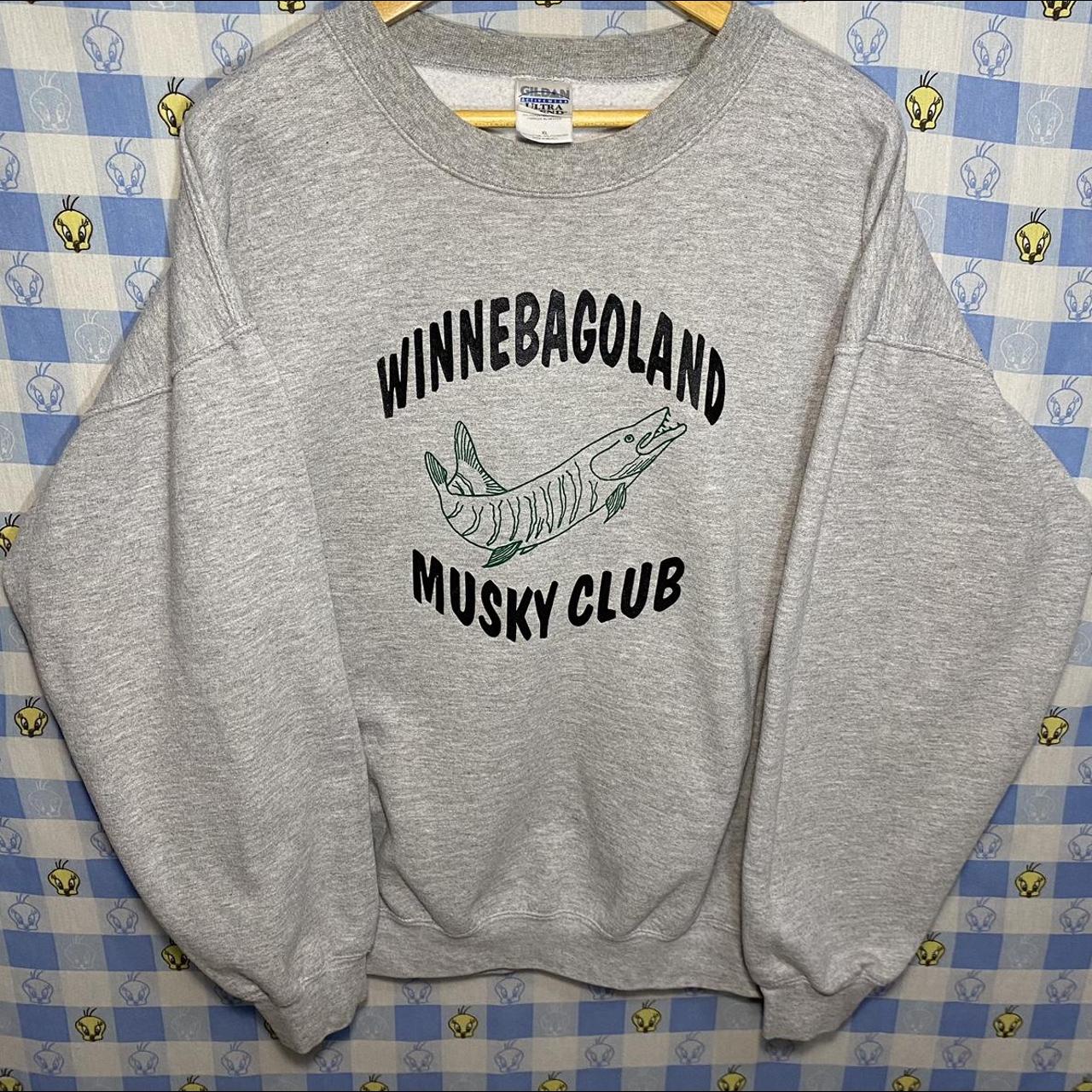 musky Vintage Sweatshirt Winnebagoland Grey Black - Depop