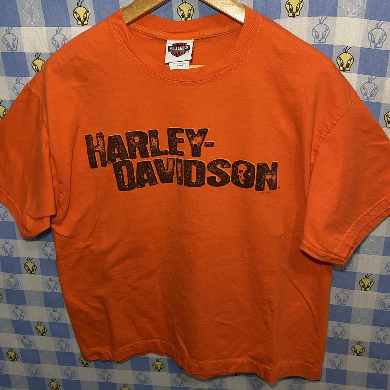 Harley Davidson Orange Tee 💀 Appleton Wisconsin 2011... - Depop