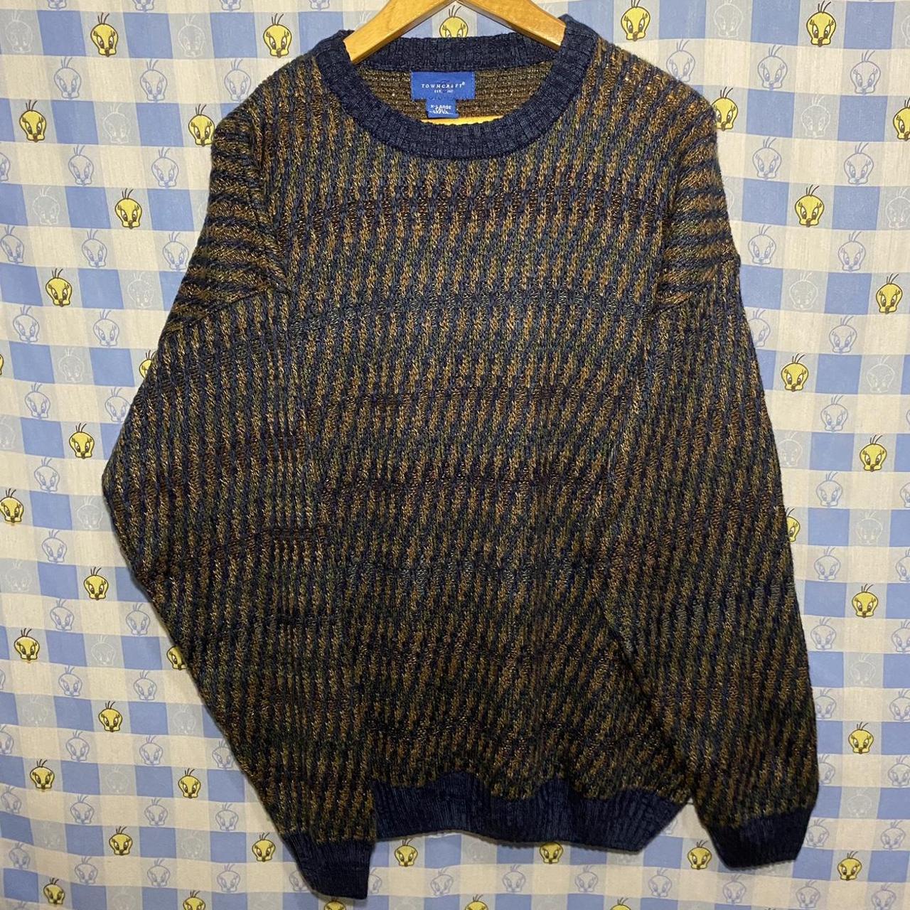 Tinseltown Men's Brown and Navy Jumper | Depop