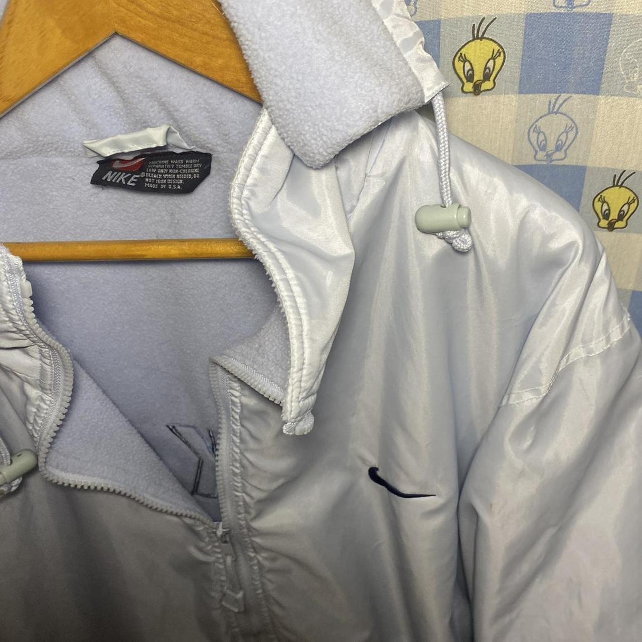 80s Nike Silver Jacket Light Grey Silver Steel blue... - Depop