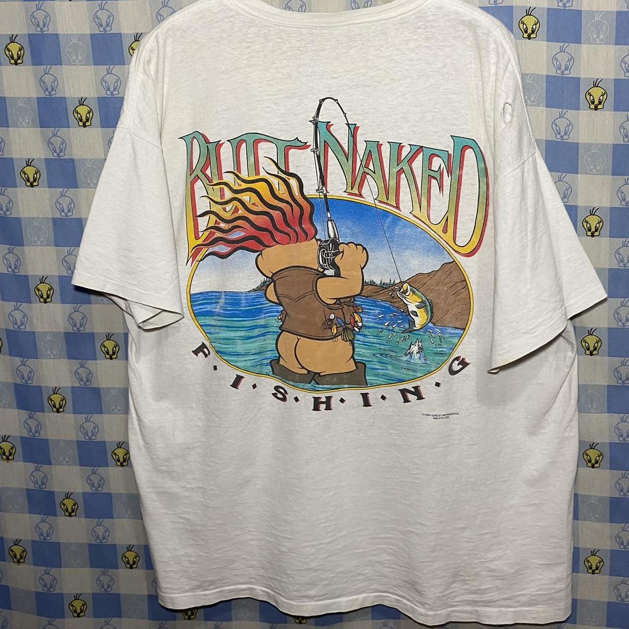 1994 Butt Named Fishing T-Shirt Funny Bass Pro Shop - Depop