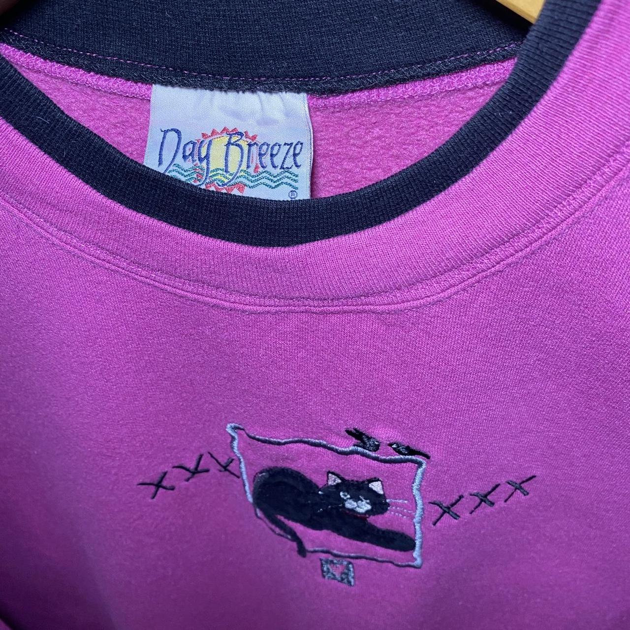 Nature Breeze Women's Pink and Black Sweatshirt Depop