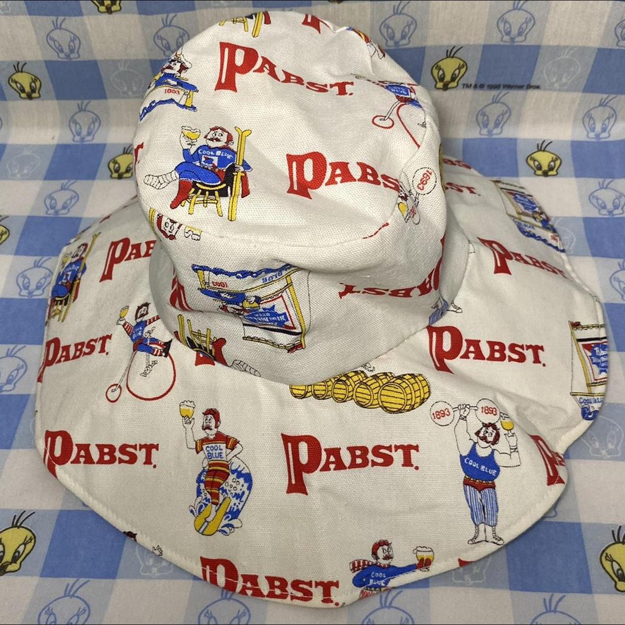 Pabst Bucket Hat Grail PBR 1980s Unique Cool Blue... - Depop