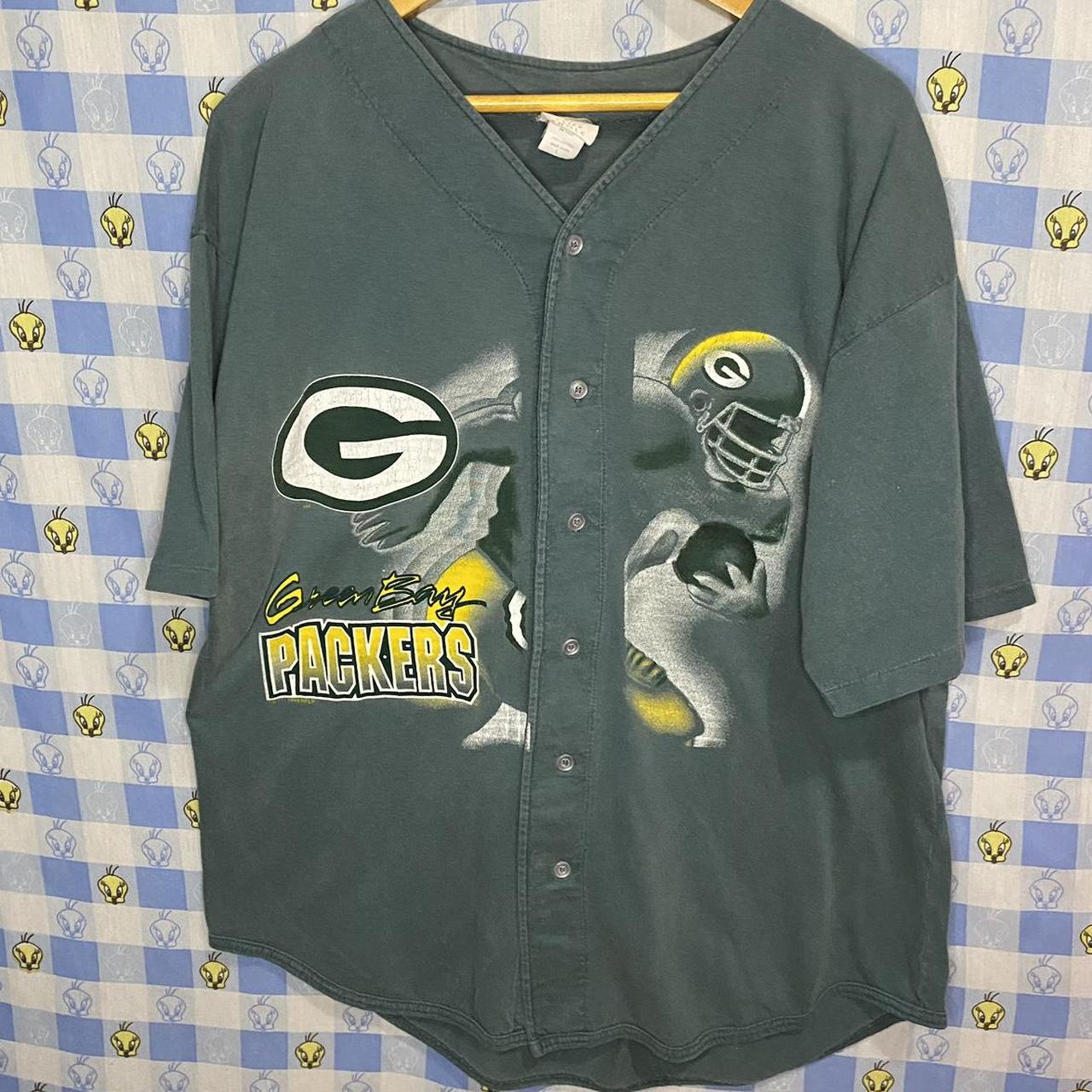 vintage green bay packers baseball jersey  - Depop