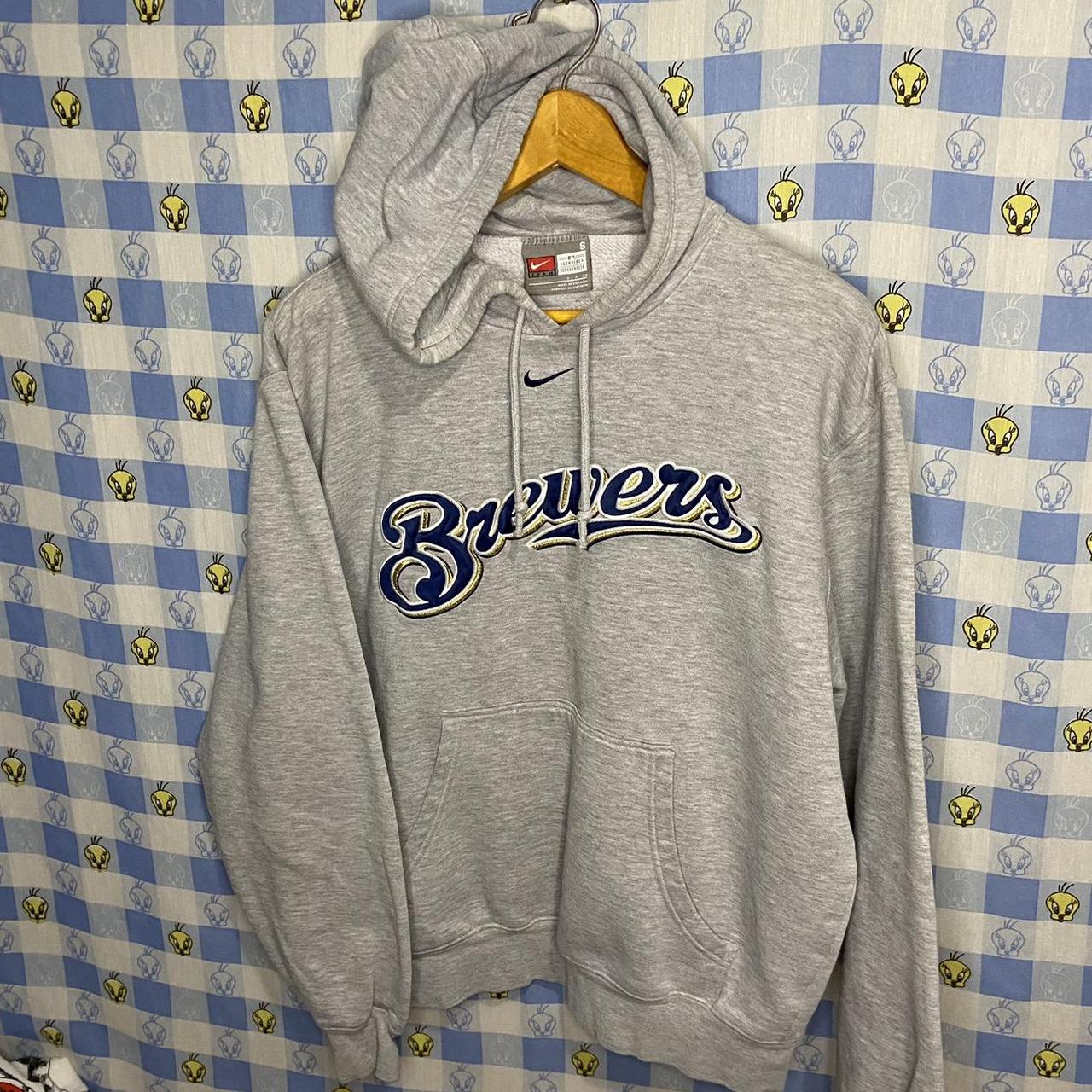 Men's Milwaukee Brewers Nike Navy Season Pattern Pullover Hoodie