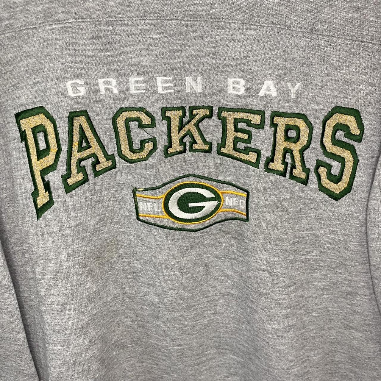 Embroidered Packers Gray Sweatshirt 1990s NFL Green - Depop