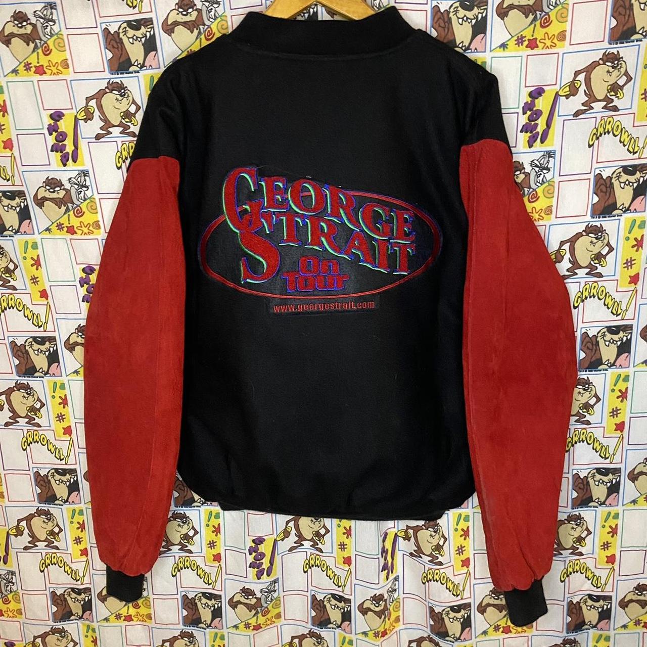 George Strait Varsity Jacket Black Red Nice Quality... - Depop