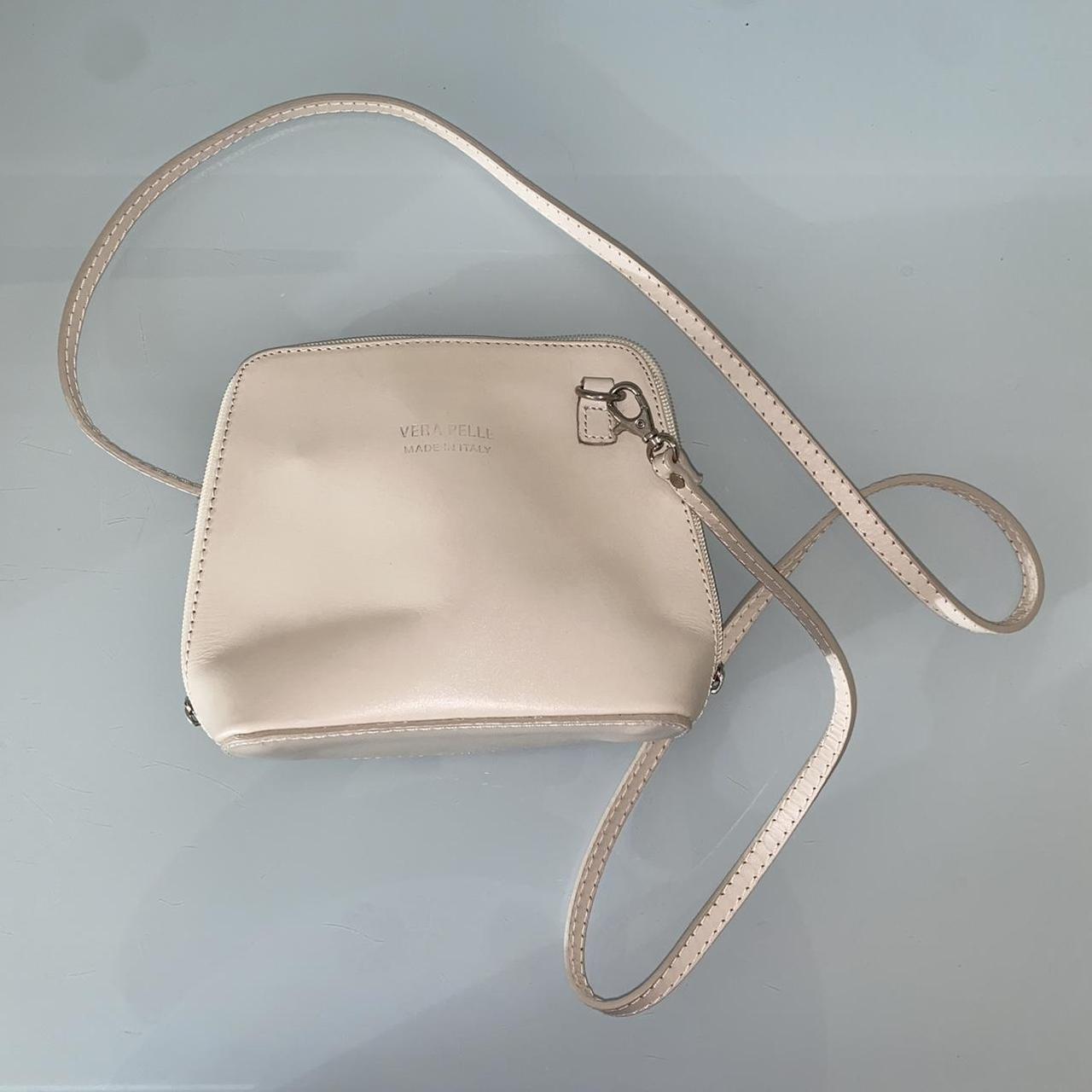 Vera Pelle cream small leather cross body bag. In... - Depop