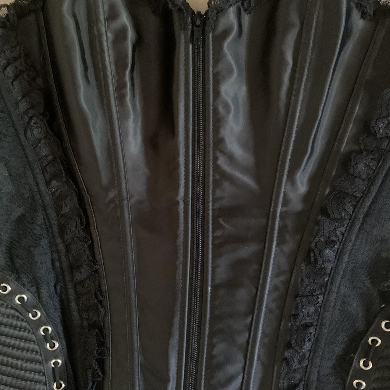 Satin and lace corset, black, excellent condition.... - Depop