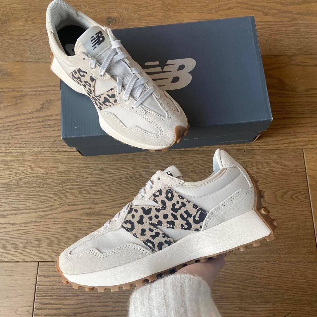 New Balance 327 trainers in leopard print moonbeam Depop