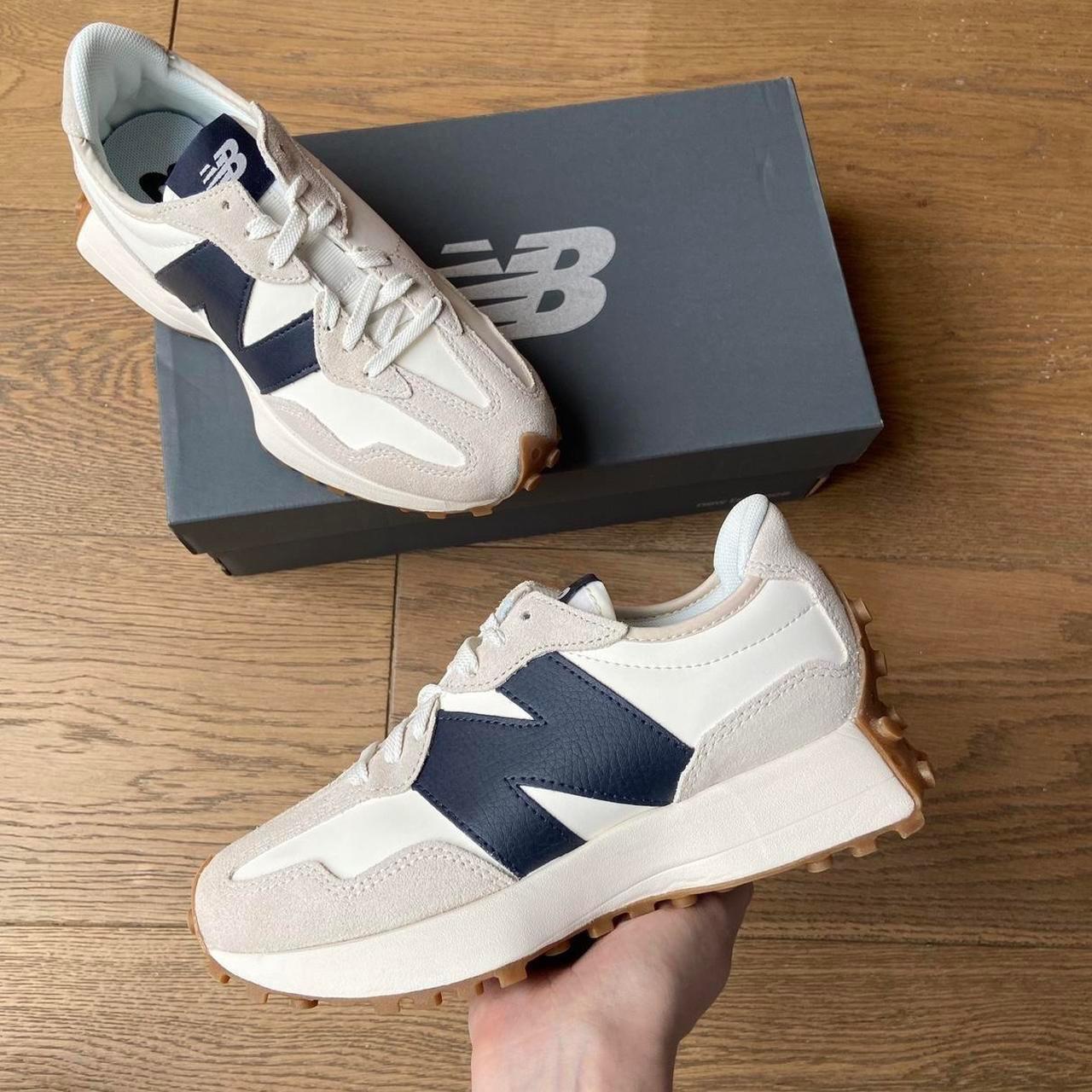 New Balance 327 trainers in moonbeam navy Depop