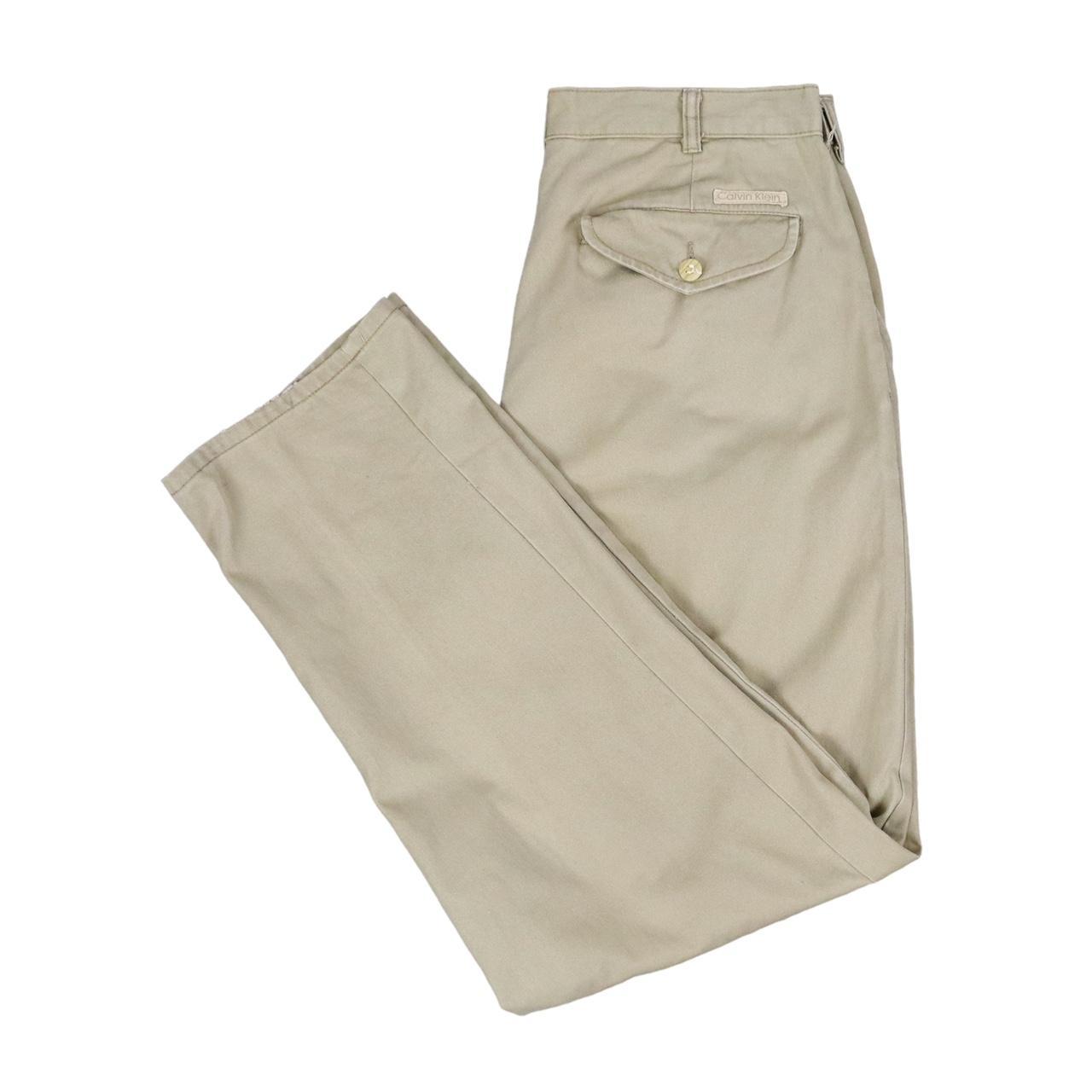 Calvin Klein Vintage 90’s Pleated Pants - Mens Tan... - Depop