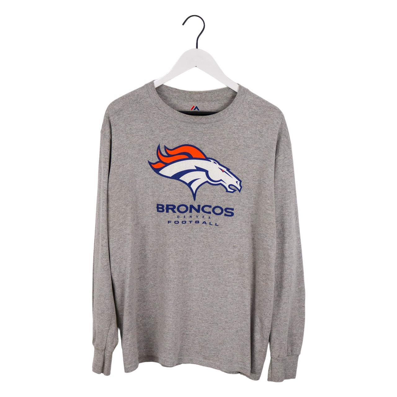 Denver Broncos Shirt Mens Grey Long Sleeve Football - Depop