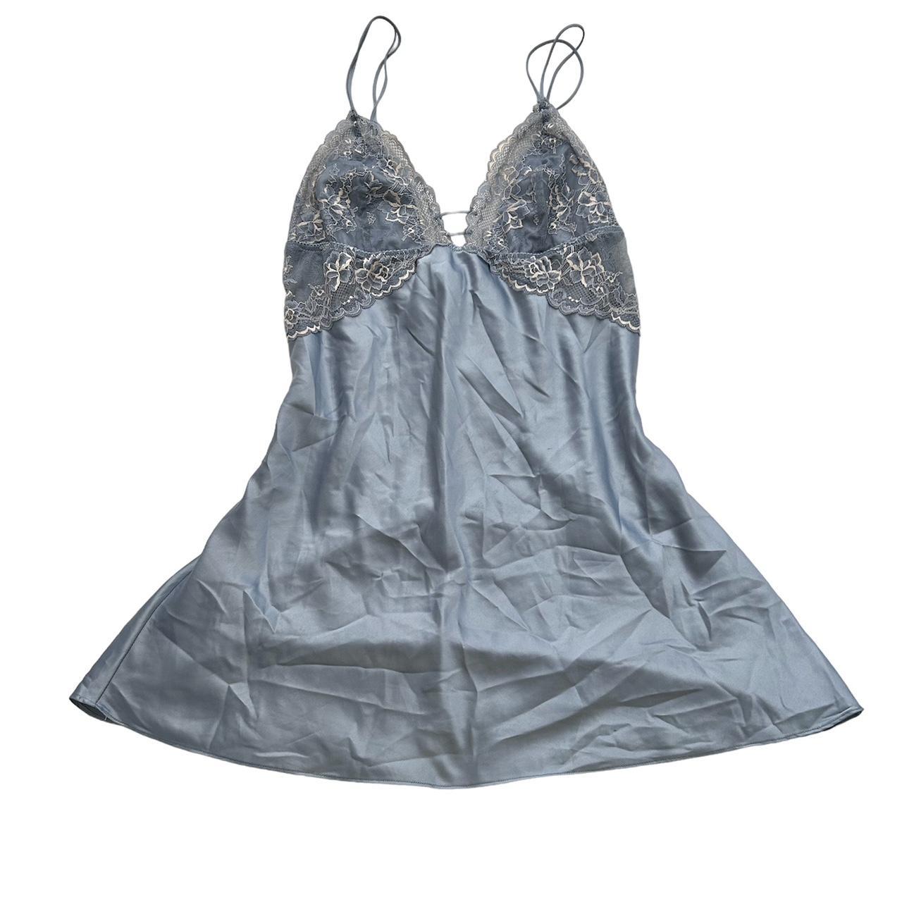lacy blue lingerie dress super cute soft lacy... - Depop
