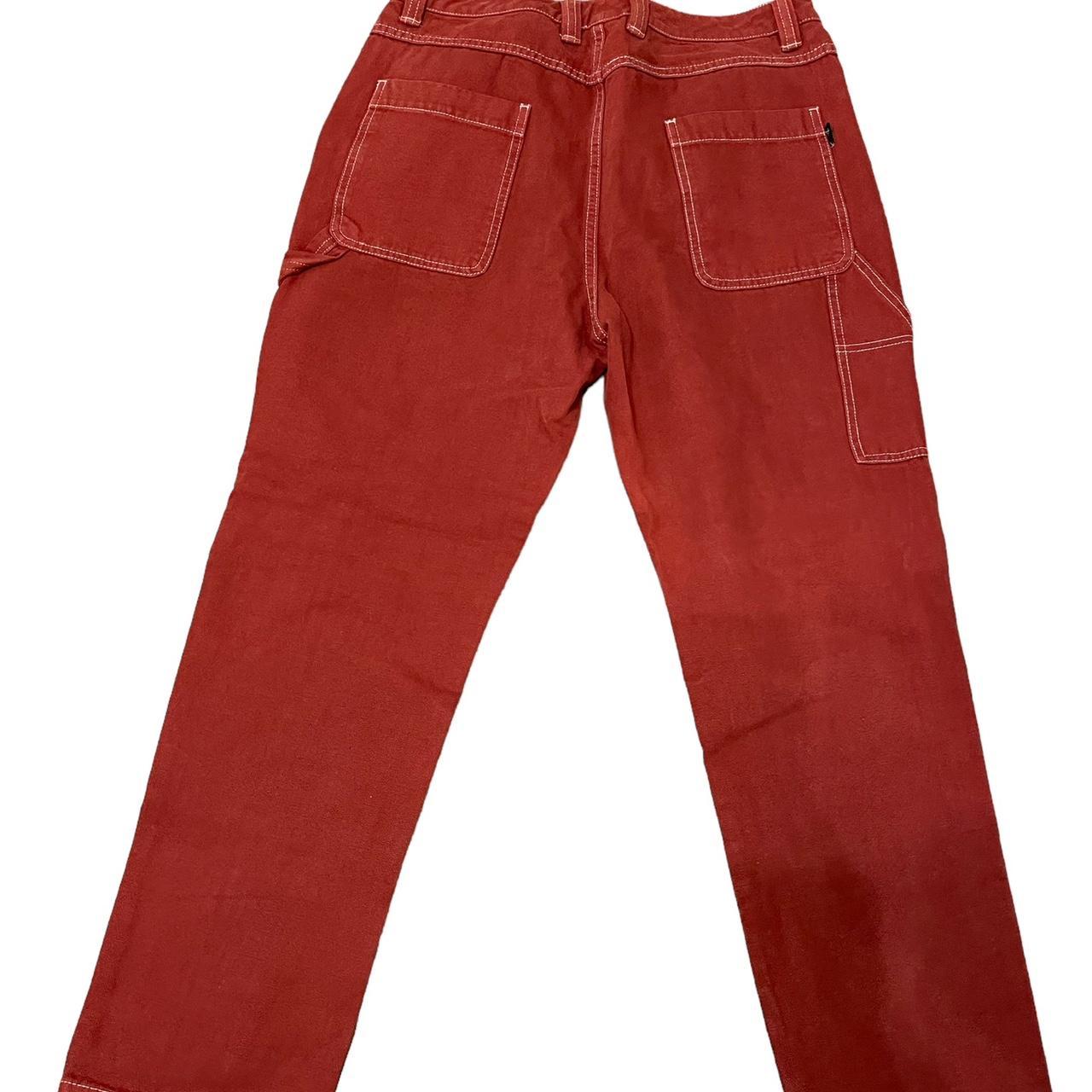 Stussy Faded red double knee carpenter jeans 32... - Depop